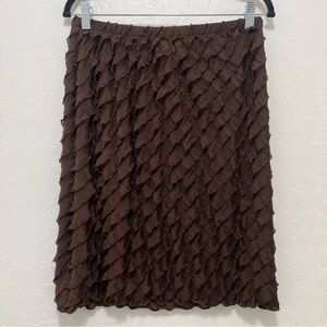 Brown Y2K Ruffled Knee Length Skirt Sz L